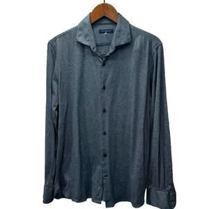 Patrick Assaraf Men’s Shirt sz XL Cotton Knit Button Down Blue #G896